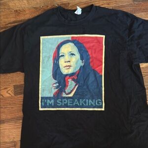 Black Graphic T-Shirt with I'm Speaking Design